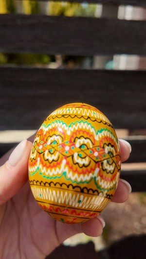 装飾用木製プィサンカ（イースターエッグ）with stand　コロミヤモデル