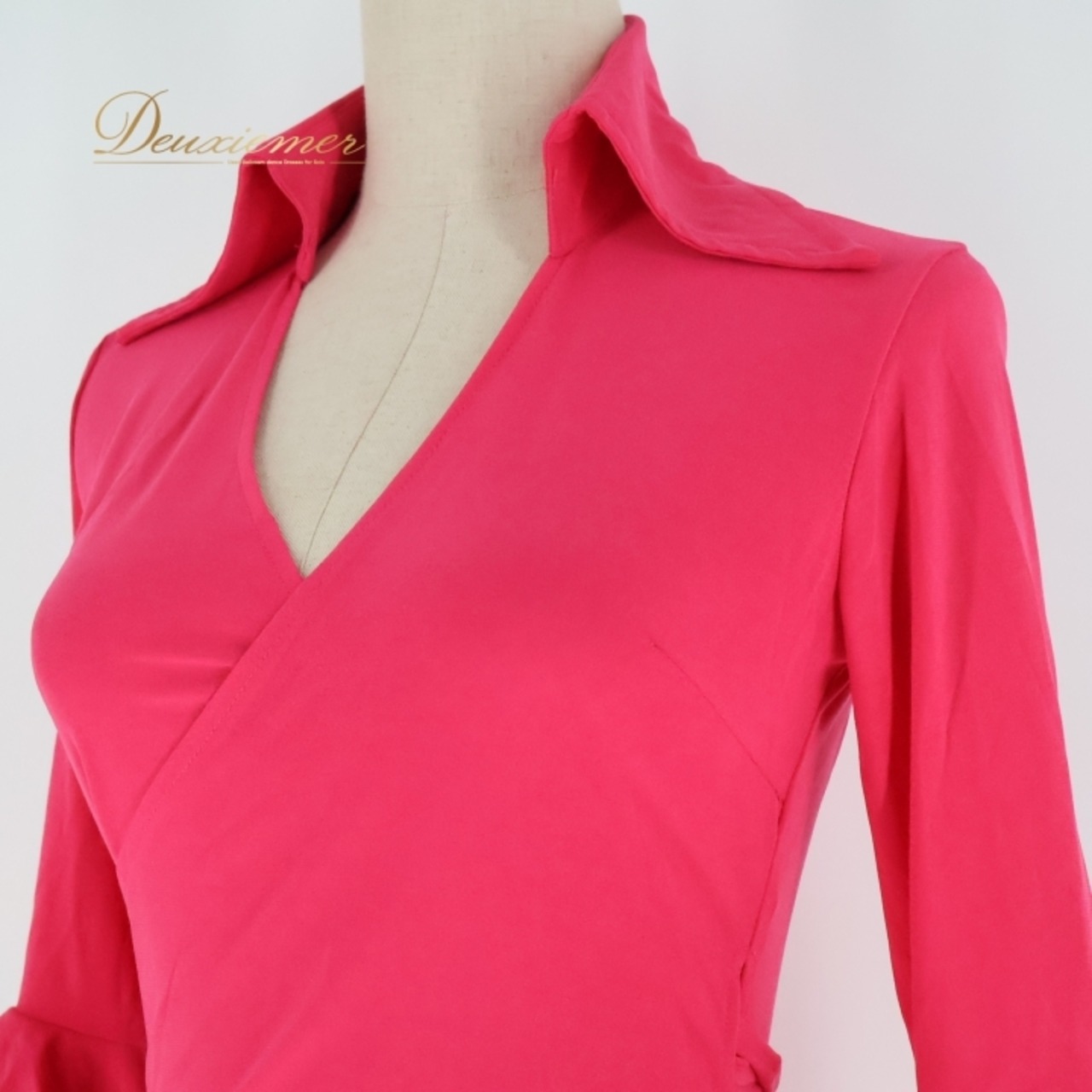 フラメンコ 衣装 トップス ブラウス 無地 レッスン 伸縮 フリル 襟 ストレッチ ピンク系 可愛い 軽い おしゃれ フォーマル ダンス衣装 パーティー 衣装 レディース シンプル