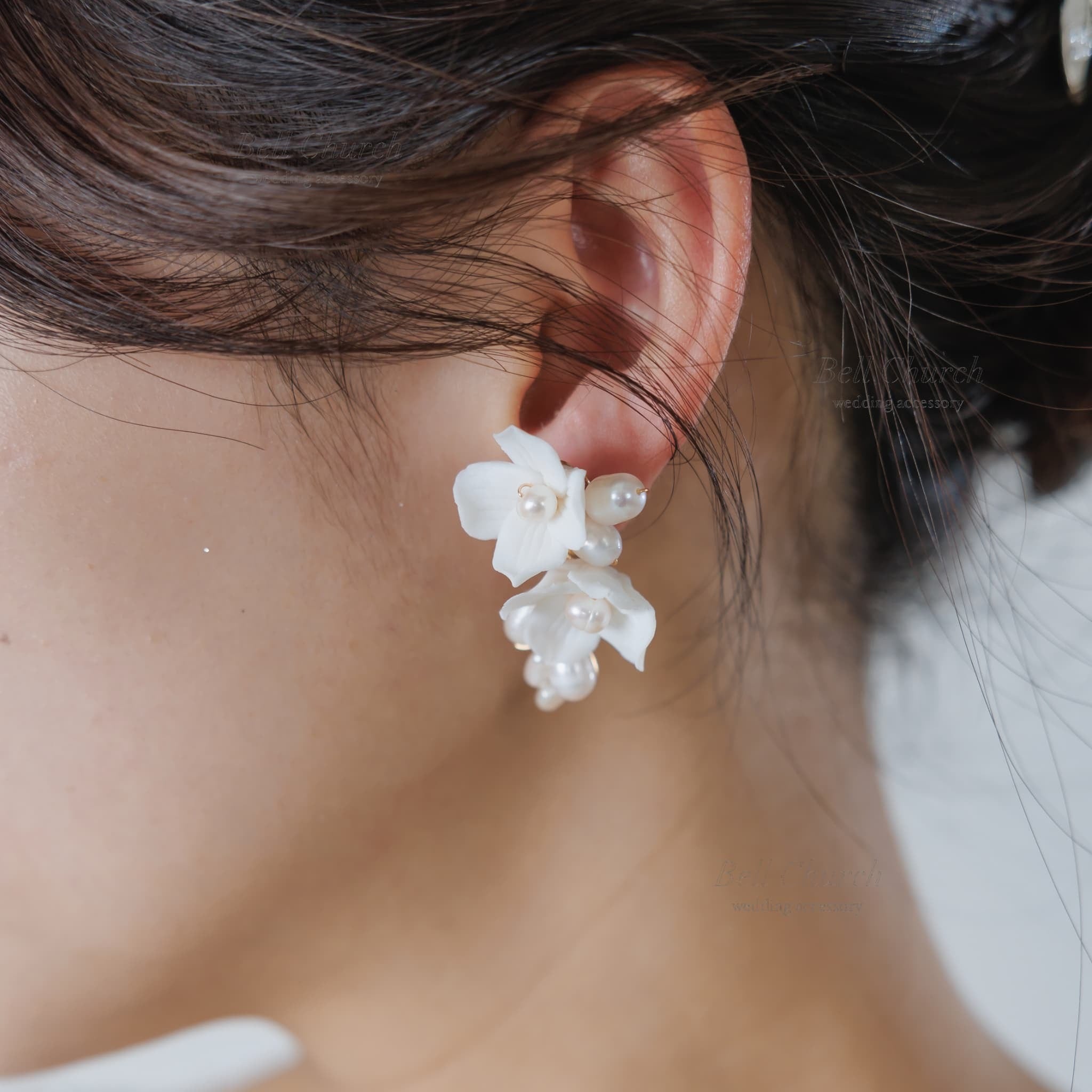 ウエディングピアス イヤリング｜パール｜お花 フラワーモチーフ