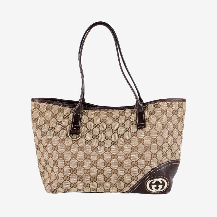 良品】GUCCI ニューブリットGGキャンバストートバッグ ベージュ