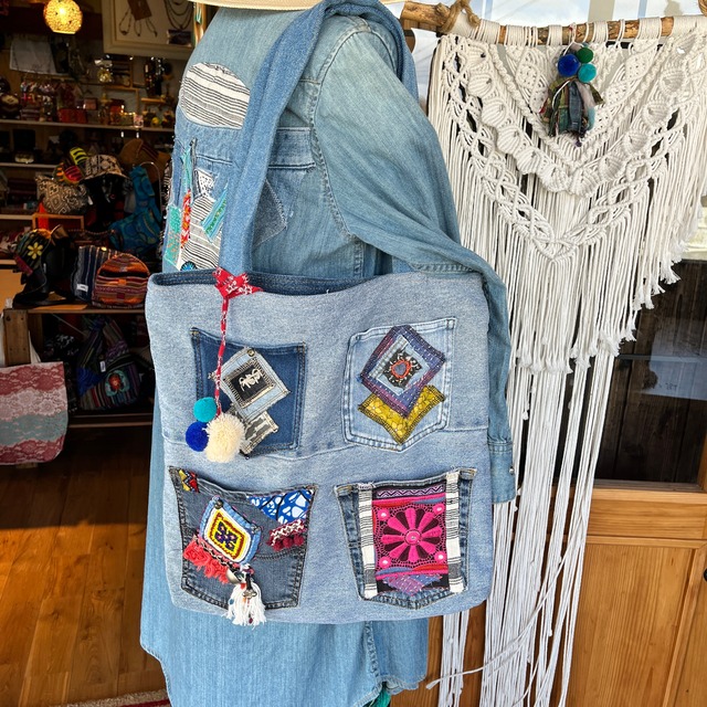 4ポケットリメイクデニムトートバッグ