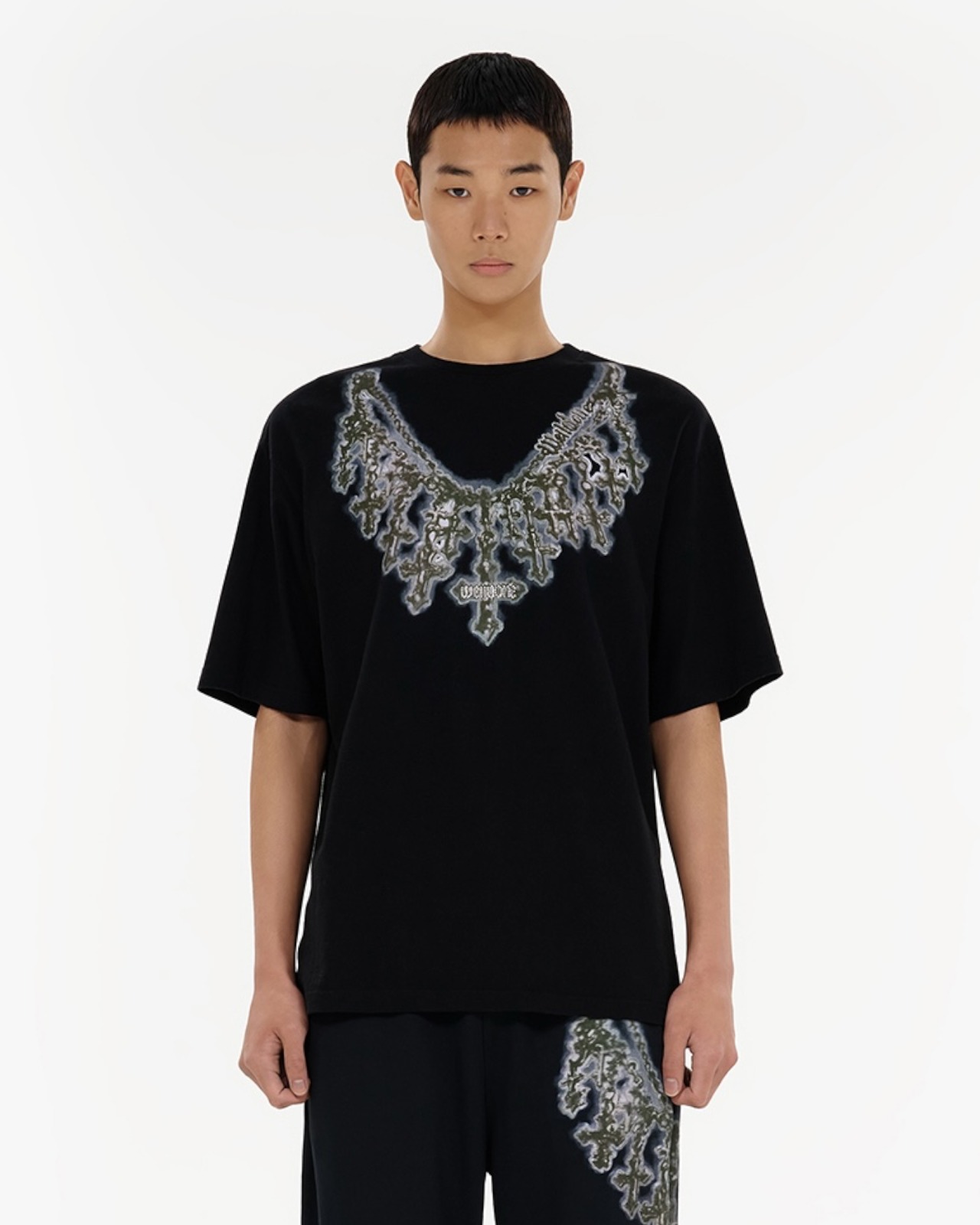 【WE11DONE】BLACK CROSS NECKLACE T-SHIRT - 11