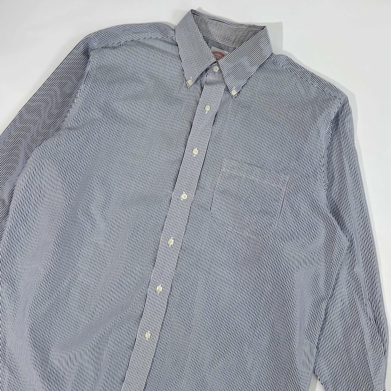 Brooks Brothers 346 ブルックスブラザーズ ストライプ NON-IRON BD ボタンダウン 長袖 シャツ ドレスシャツ 16 1/2-2/3 /ブルー×ホワイト メンズ