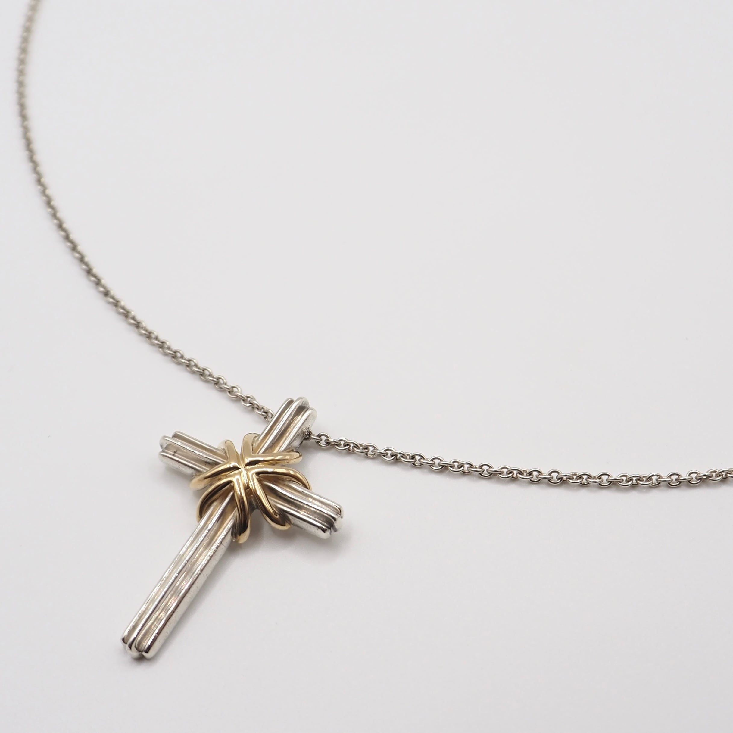 Tiffany&Co. シグネチャークロス コンビ ネックレス シルバー925 K18