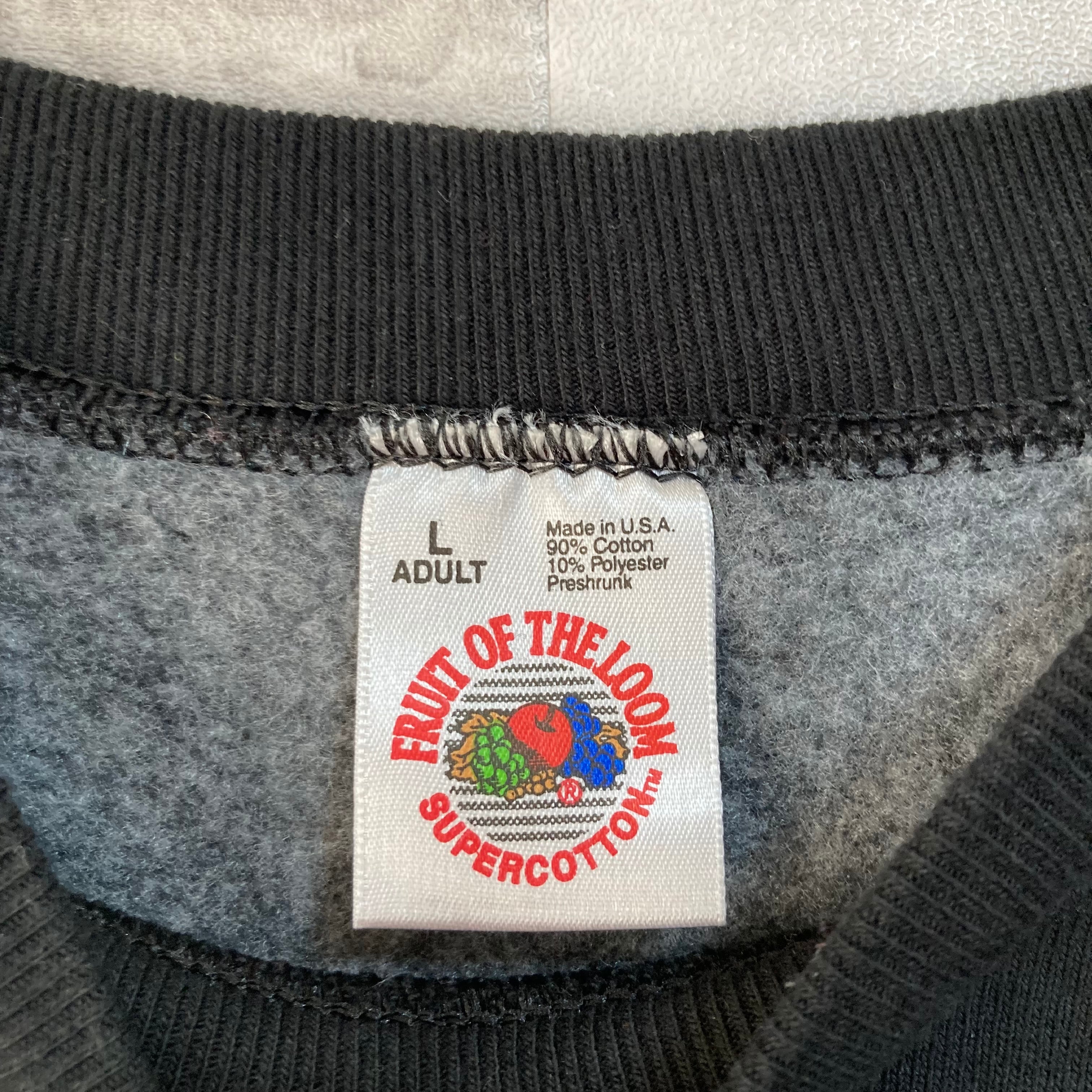 【FRUIT OF THE LOOM】L/S Sweat L Made in USA 90s “SUPER COTTON” 無地 スウェット  トレーナー USA製 ヘビーコットン ヘビーオンス 厚手 ビッグシルエット 太アーム アメリカ製 USA 古着