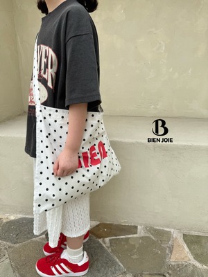 【BIEN JOIE】ヴィンテージ風ロゴTシャツ「PRAYER works」 チャコール 90~160cm