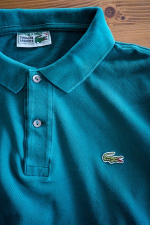 【1970s】”CHEMISE LACOSTE" Seed Stitch L/S Polo Shirts / 108m