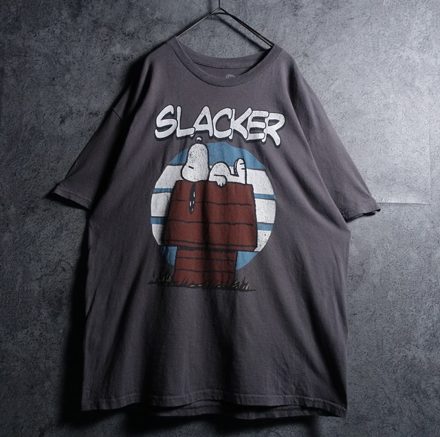 "PEANUTS" Charcoal Grey Snoopy Print Design T-Shirt