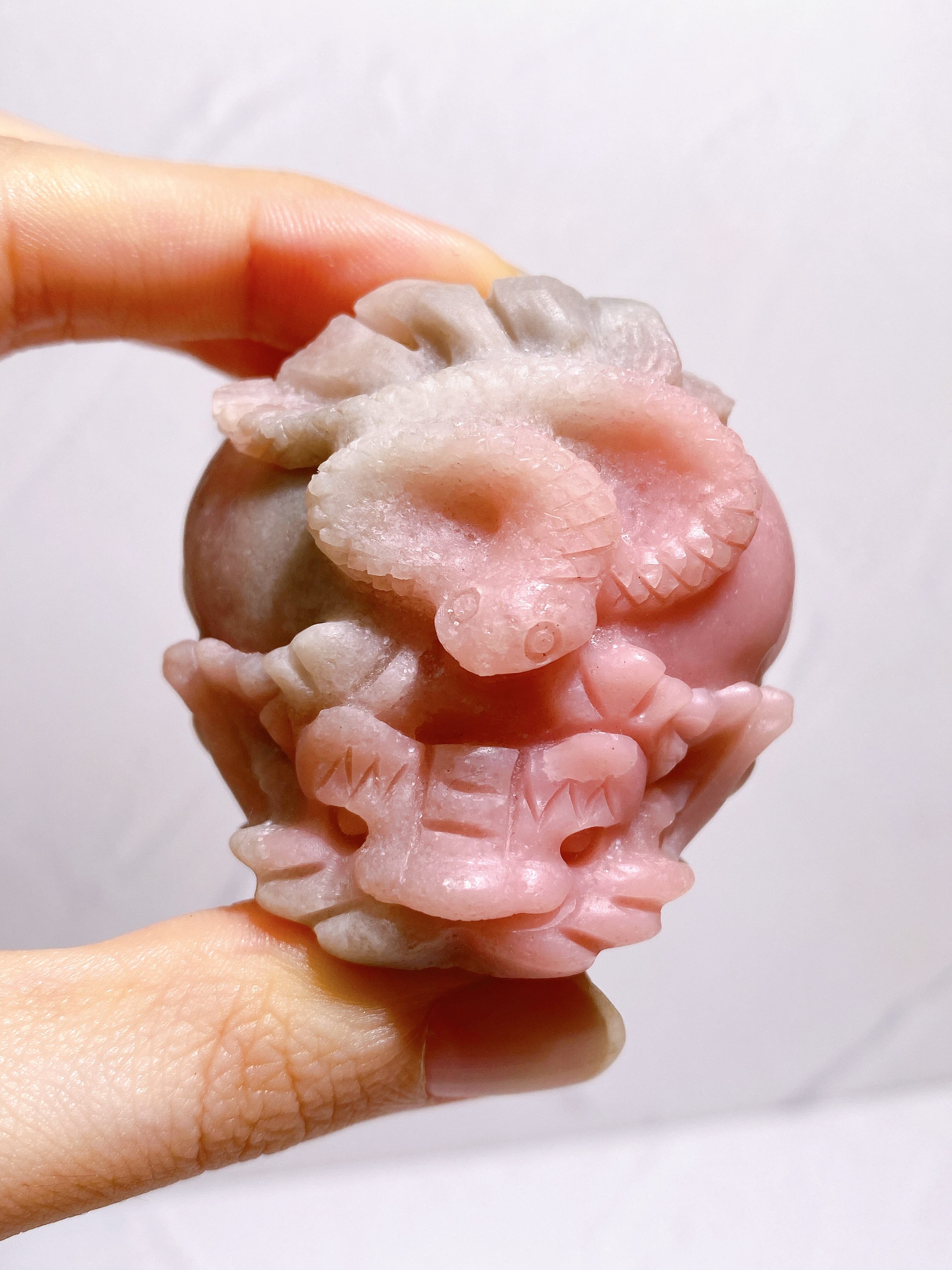 ピンク オパール 亀 小サイズ】ピンクオパール龍亀〜ハート乗せ〜 | 9rinto