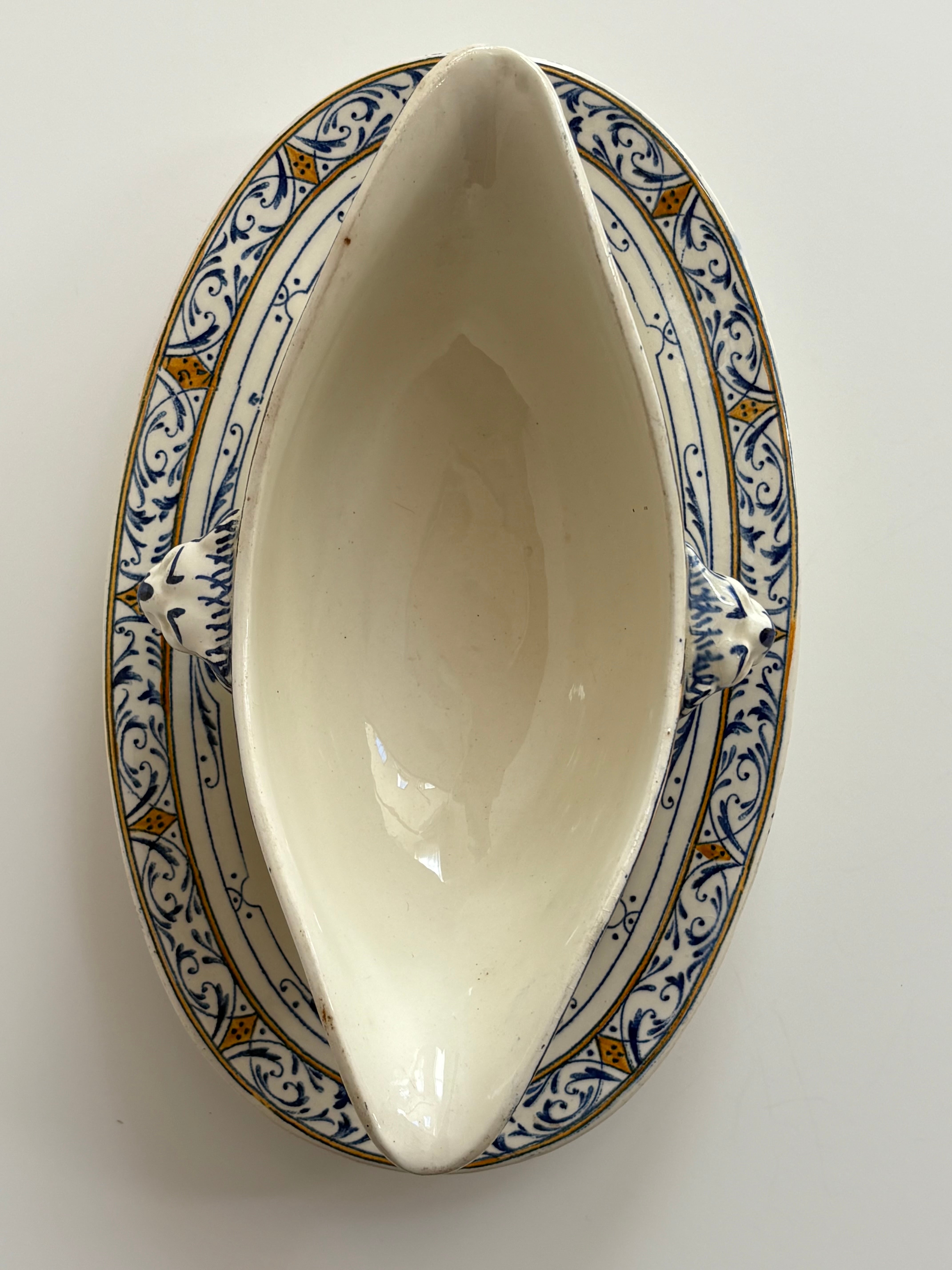 美品 フランス クレイユエモントロー COLBERT ディナープレートA 美品】フランスアンティーク クレイユモントローColbertディナー皿