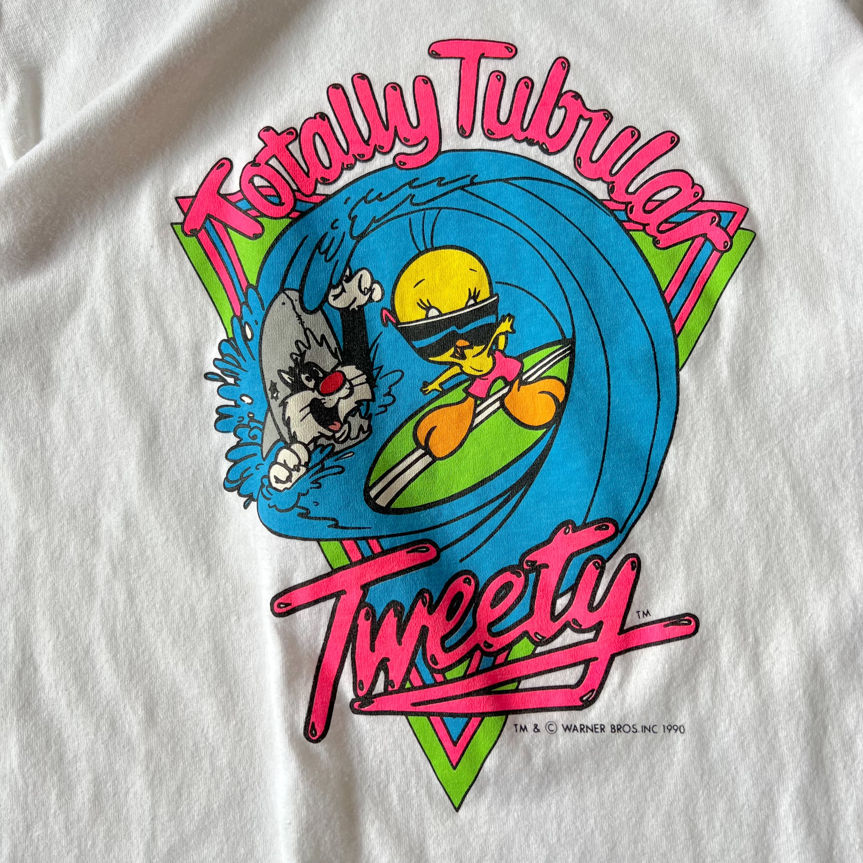 90s “ Looney Tunes” tweety × Sylvester Cat tee made in usa 90年代