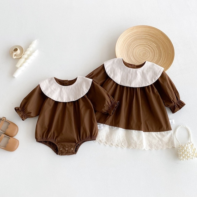 【BABY&KID】秋新作丸襟シンプルロンパースorワンピース