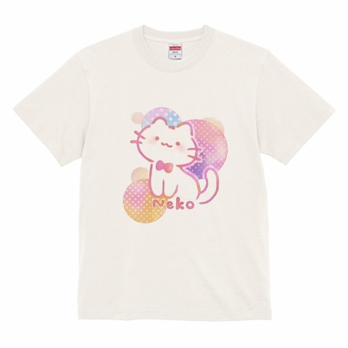 ドットねこちゃんコットンTシャツ バニラホワイト