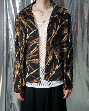 Vintage whole pattern short open collar L/S shirt