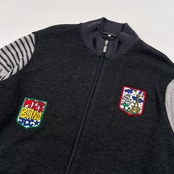 CASTELBAJAC カステルバジャック ワッペン付き ジップアップ 袖ニット スウェット ジャケット サイズ 48 /グレー×ダークグレー系