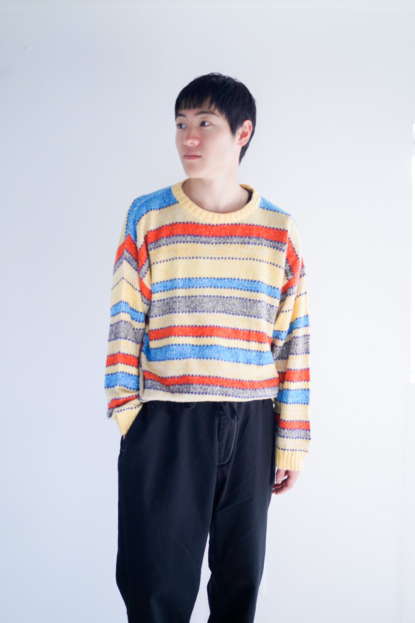 【1980s】"Italy, Cotton" Europe Knitting Sweater / 5-237