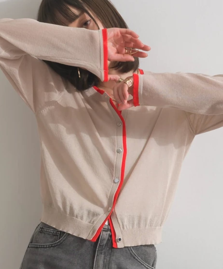 ナンバーミーTOKYO" SHEER BY COLOR KNIT CARDIGAN"BEIGE