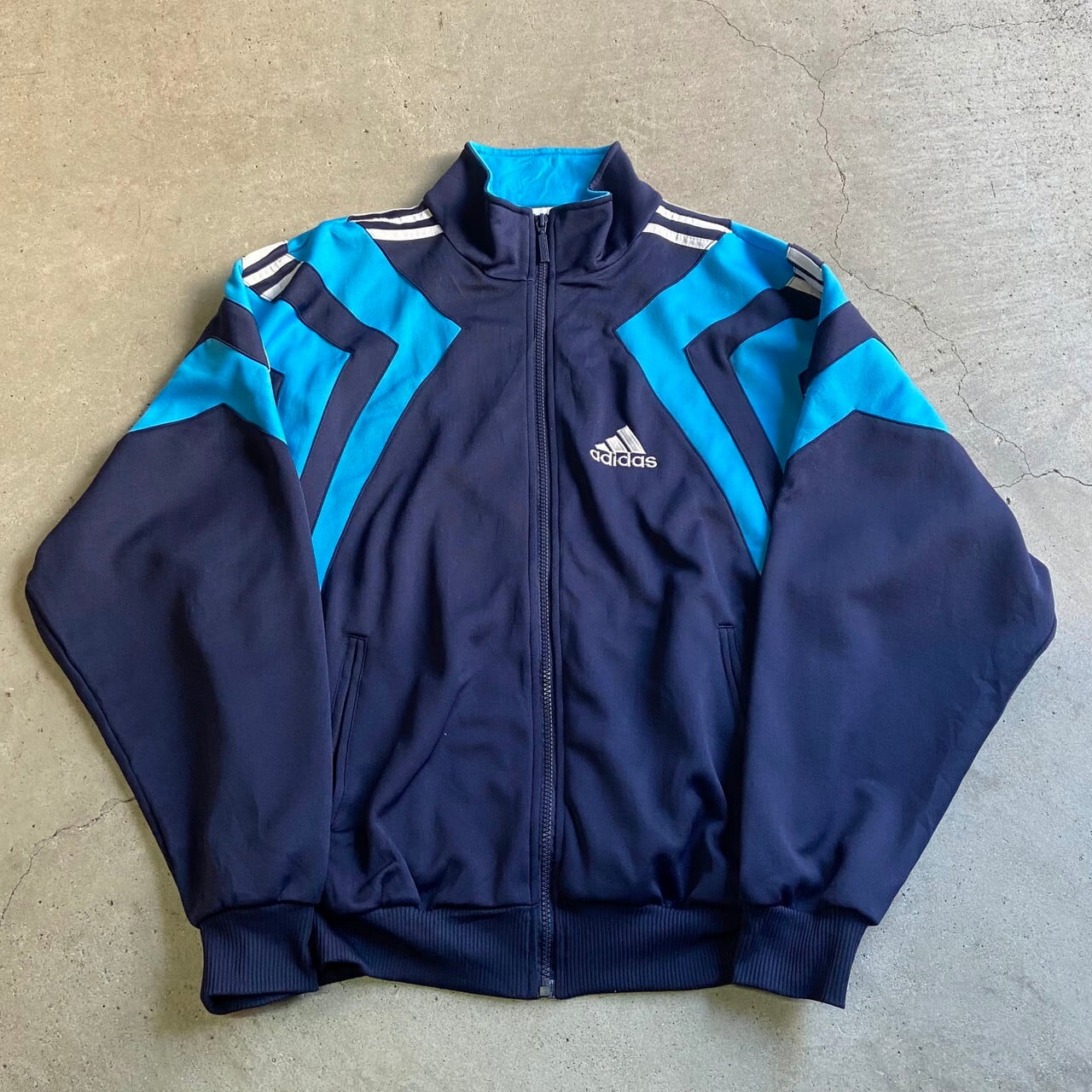 オールドビンテージUS90s adidasナイロントラックジャケット紺色