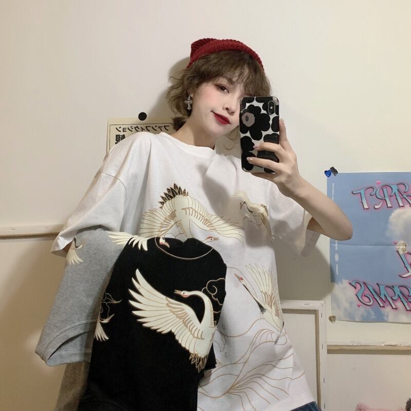 プリントTシャツ レディーススプリングサマールーズスリムトップス 春物 夏物 YY-ファッション97161194983