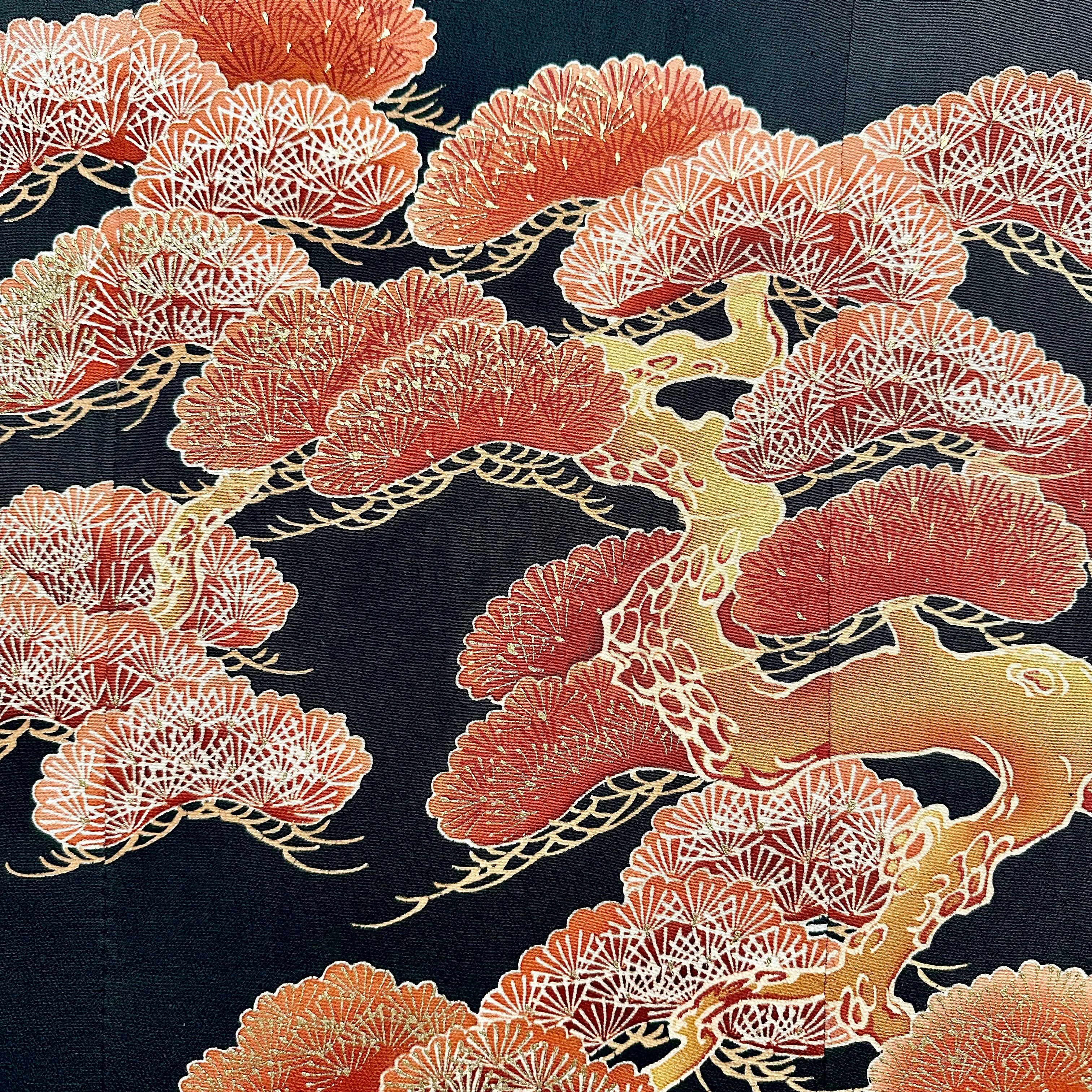 Kimono fabric panel ※45×45cm 大きな着物のファブリックパネル 漆黒に