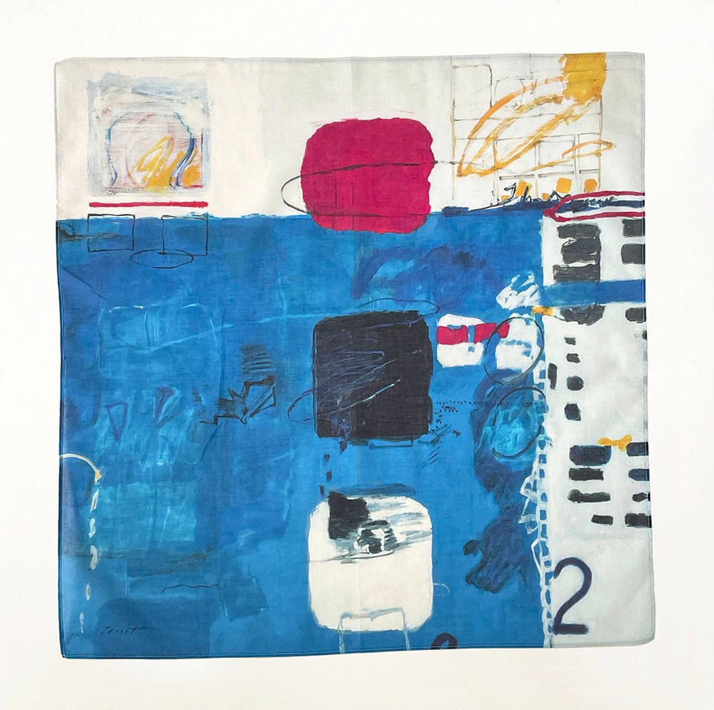 佐野ぬい 「ブルースクウェアノート」 ハンカチ <杉並の芸術家