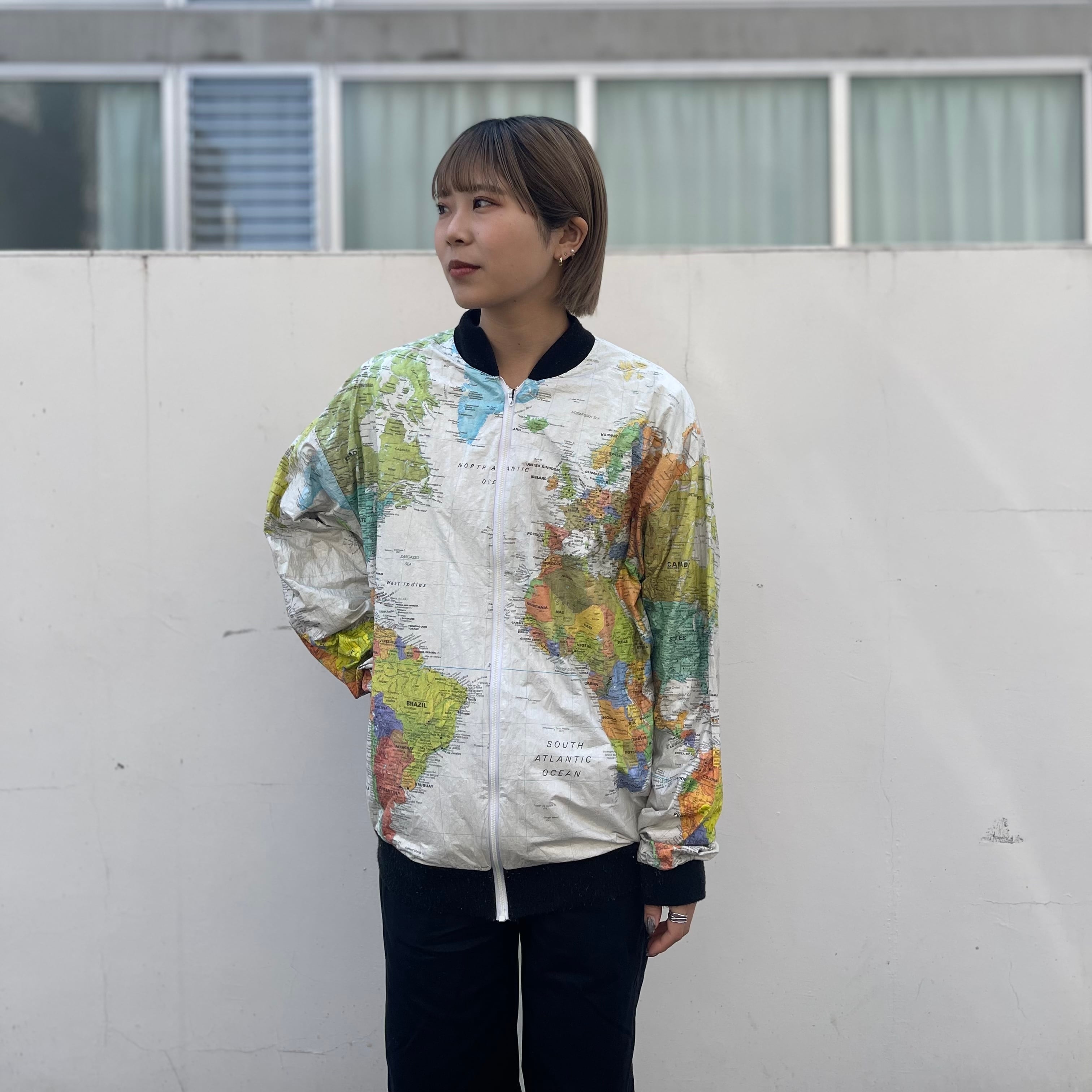 90年代〜 USA製 size : L【 WEARIN THE WORLD 】ウェアリン・ザ・ワールド ペーパージャケット ジャケット 世界地図柄  カートコバーン 古着 古着屋 高円寺 ビンテージ