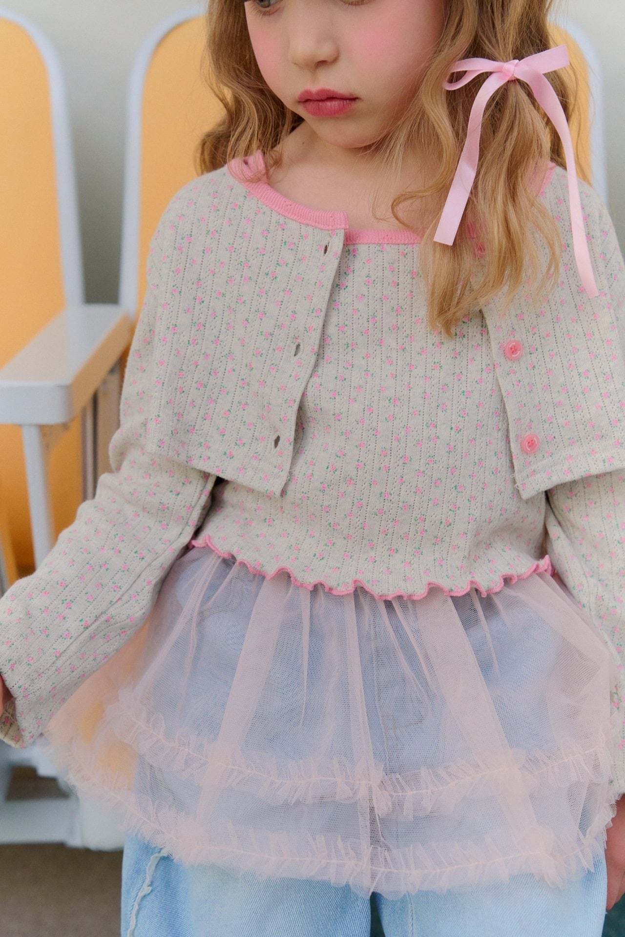 【即納】chouchoushasha/ Flower Cardigan Set SET (pink/M)