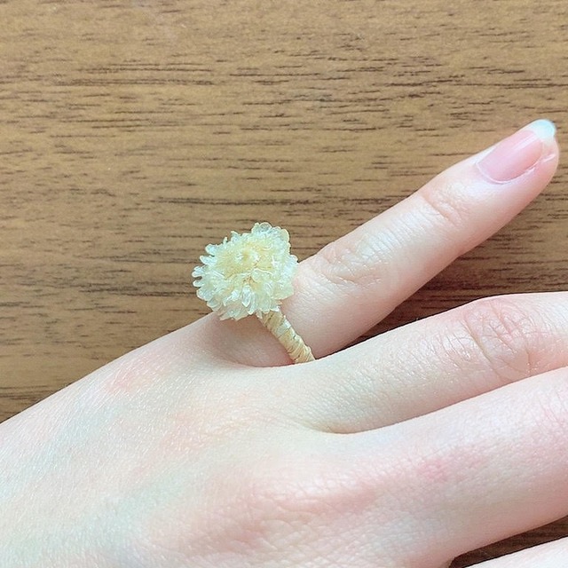リング 夏の指輪 白いお花 ハンドメイドlabo リング 夏の指輪 白いお花 ハンドメイドlabo