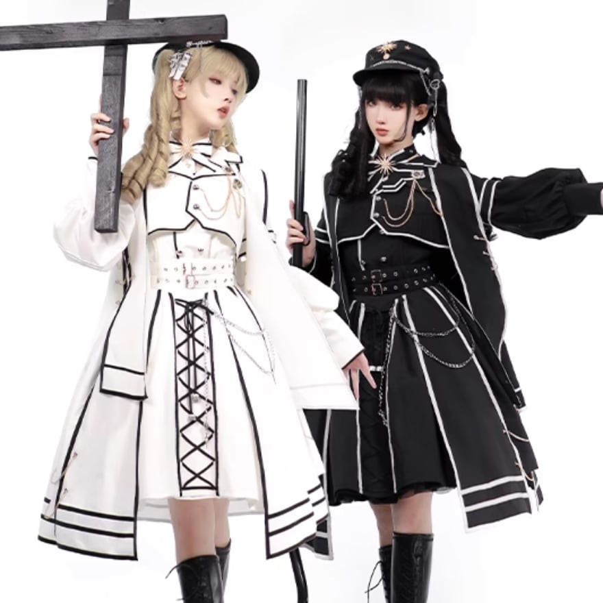 サブカル 服 地雷系 通販 フルセット オールインワン ミリロリ軍服 6点 セットアップ 双子コーデ イベント ステージ衣装 闇かわいい バンギャ