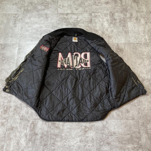 90s Carhartt フェード ブラック キルティングライナー 刺繍 USA製 vest 詳細写真6