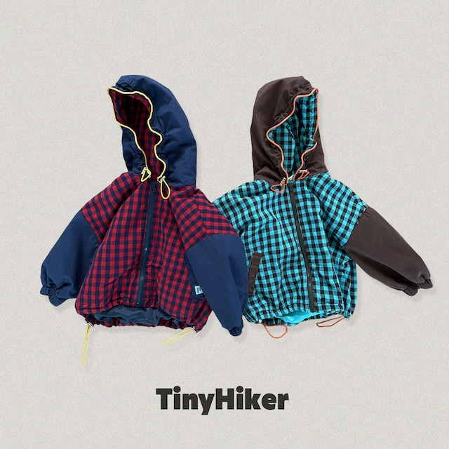 【取寄】tiny hiker|ppo-sik check hoodie jumper|ポシギチェックフーディージャンパー|XS-XL|kids|26 autumn