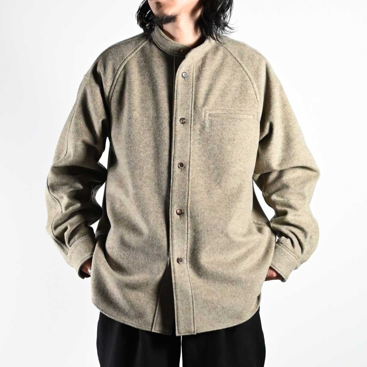 山内 / ウールシャギー・スタンドカラーシャツジャケット