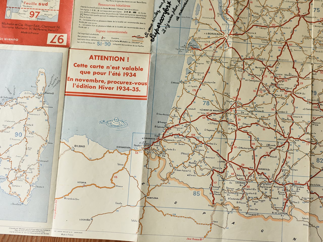 ミシュランの古い地図 #97  ETAT des ROUTES *フランスアンティーク