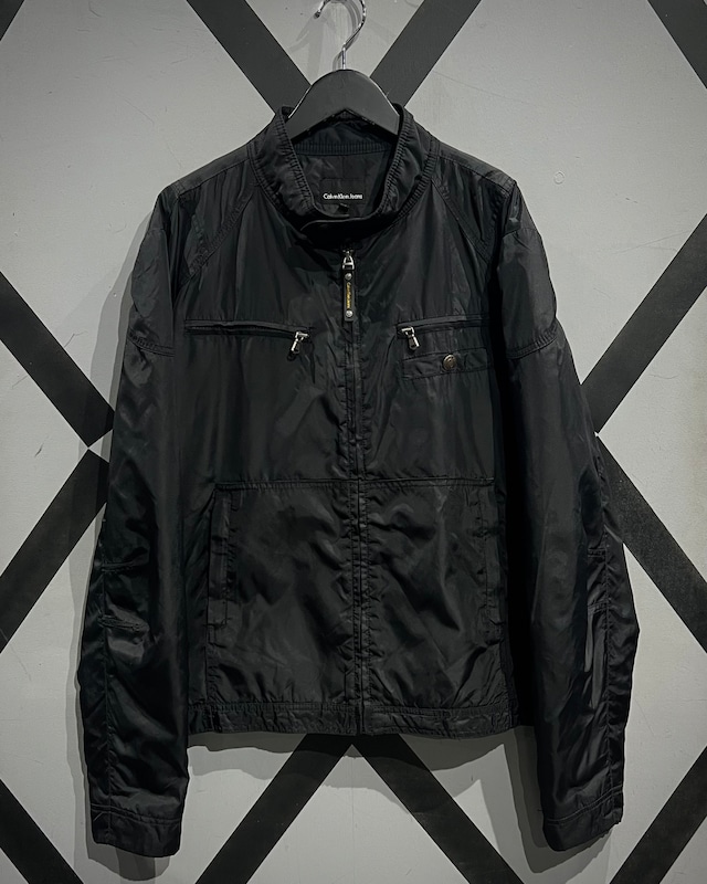 【X VINTAGE】"Calvin Klein Jeans" Stand Collar Black Poly Jacket