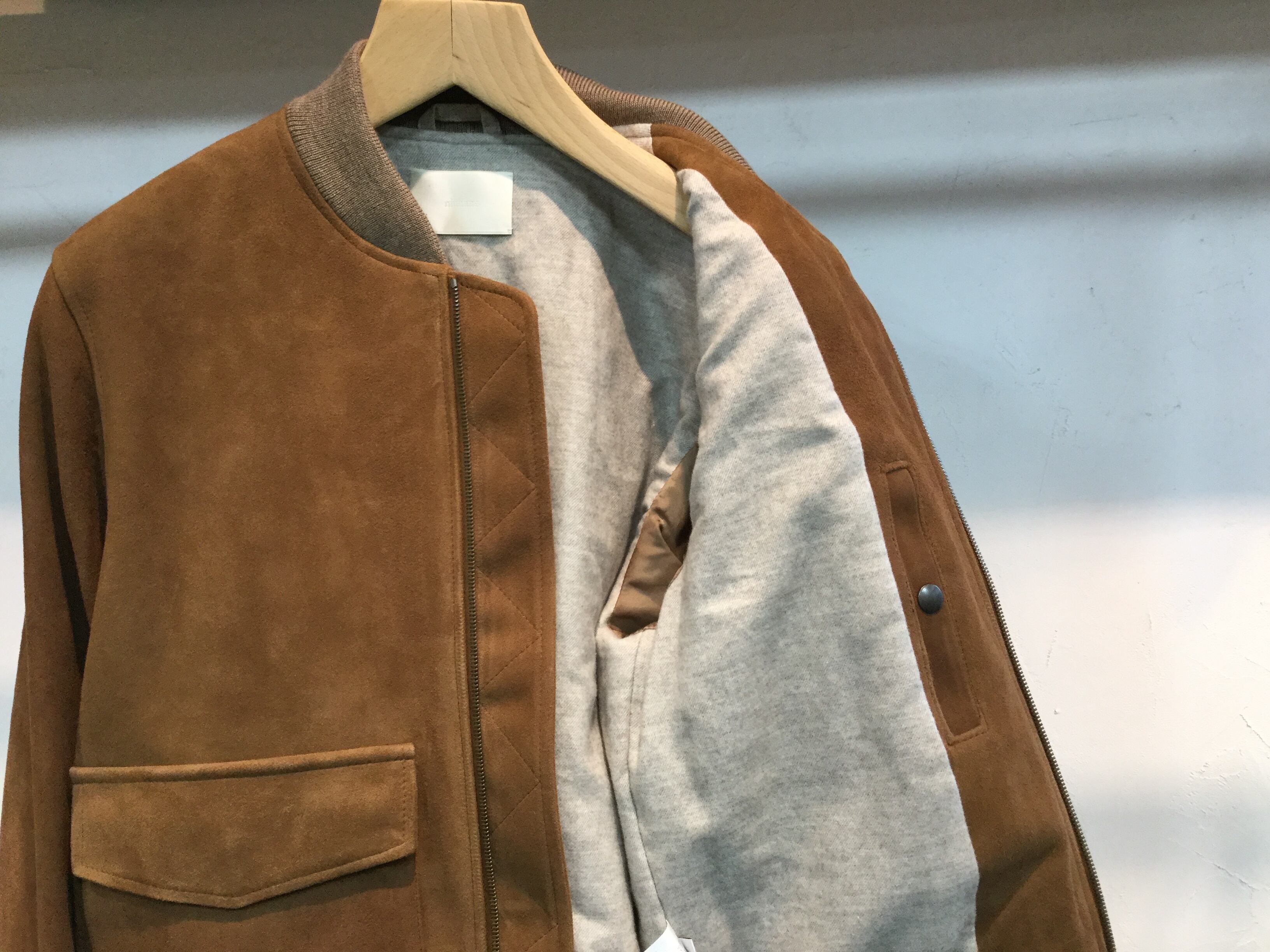niuhans Lamb Suede Leather Zip-up Jacket