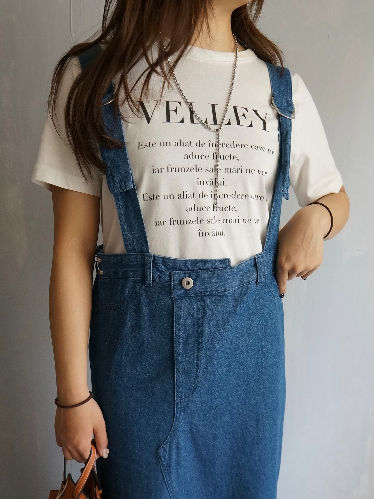 denim salopette／Indigo
