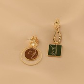 アシンメトリー フェイス ドロップピアス 90028