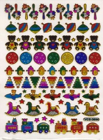 102 赤ちゃんのおもちゃ(くまのぬいぐるみ・木場など) レトロキラキラシール VCS-3696 VCS01