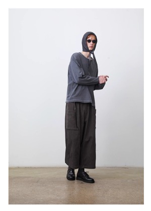 DECESOLO 26AW ベルベットライク ワーククロップドパンツ