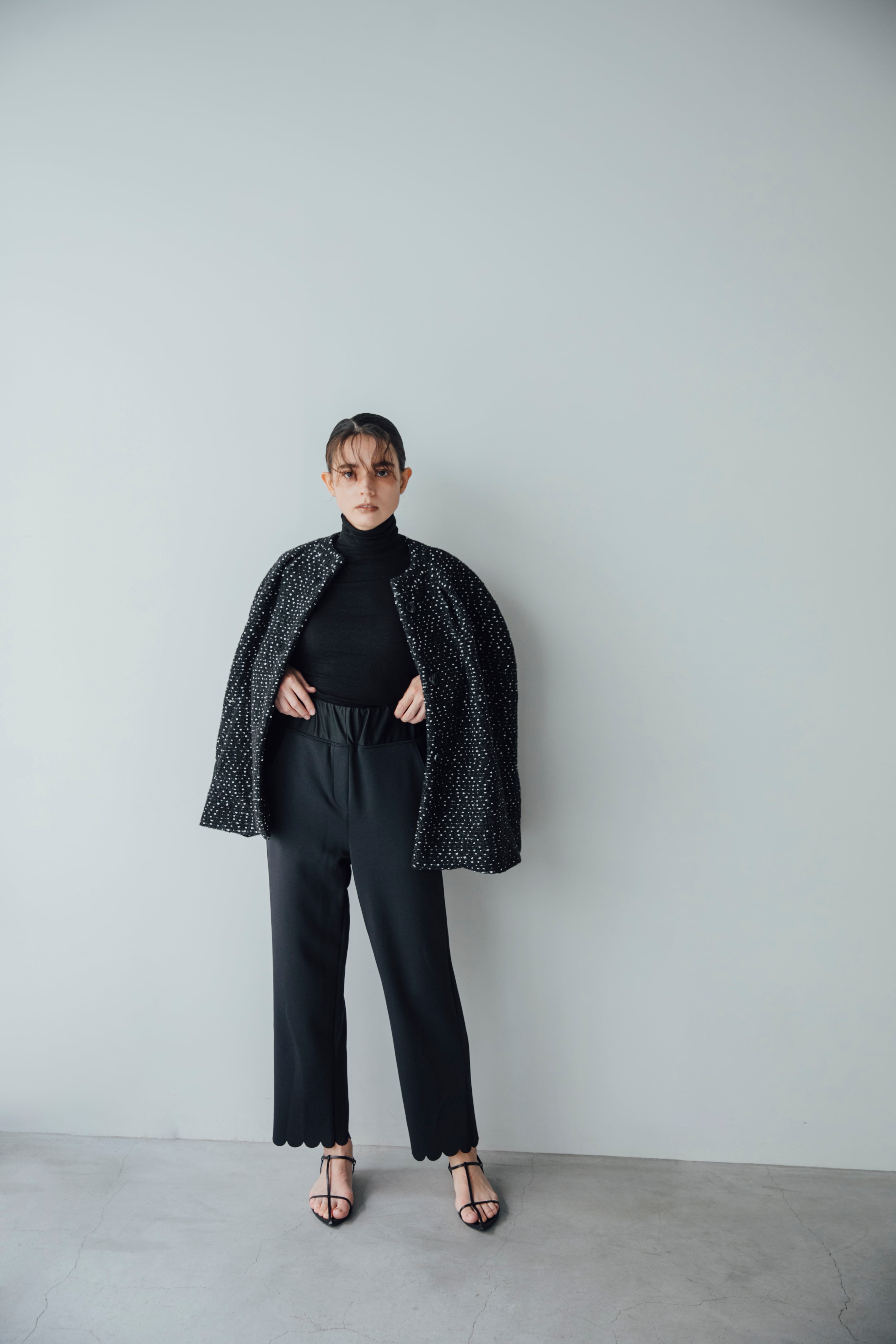 scallop wide pants (black) | e L L a