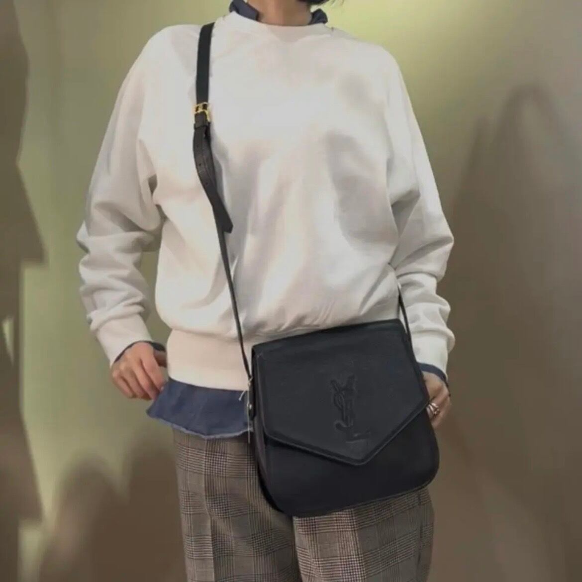 SALE 【YVES SAINT LAURENT】2279 サンローラン 本革軽量YSLロゴレザー