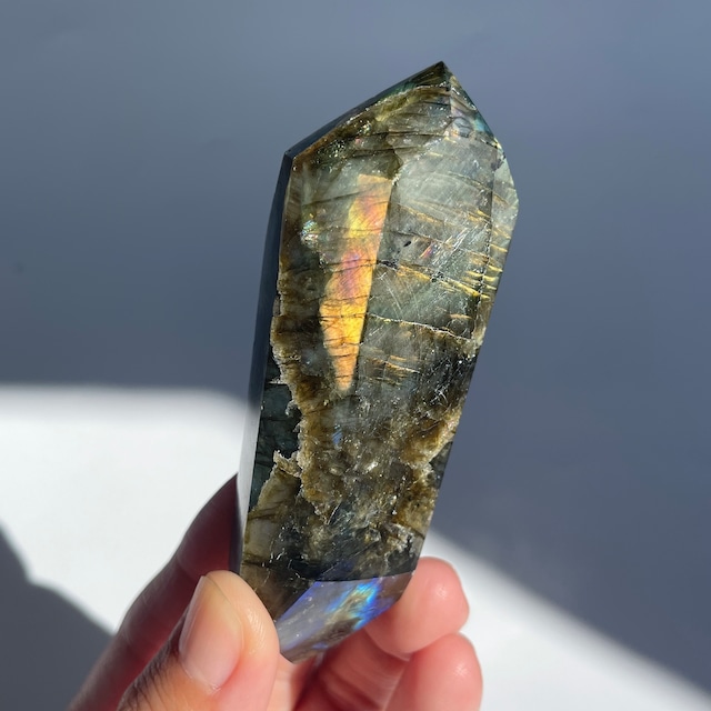 両面よく光ります◎ラブラドライト ダブルターミネイテッド12◇ Labradorite ◇天然石・鉱物・パワーストーン