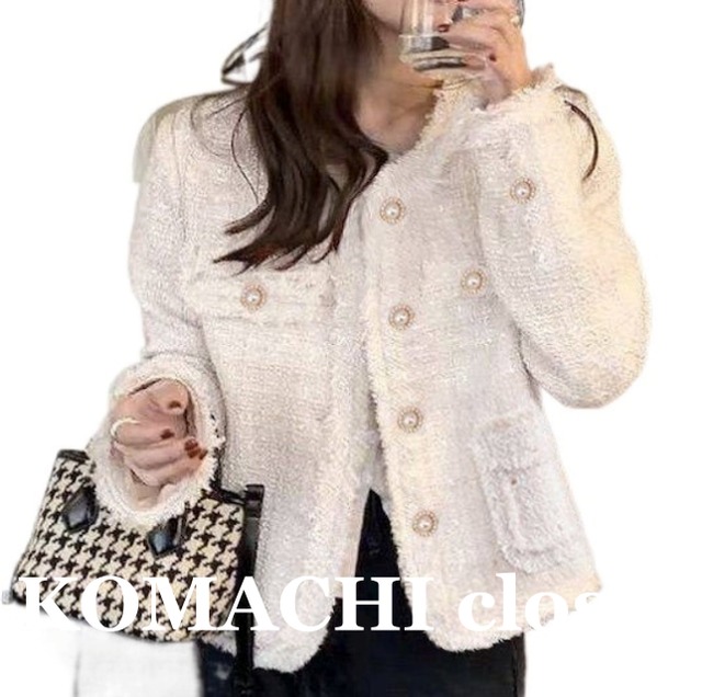 【送料無料】パールボタンツイードジャケット ツイードジャケット ツイード ジャケット 水色 ライトブルー ピンク 白 ホワイト 韓国 オルチャン レディース 高見えジャケット 高見えツイードジャケット 高見え きちんとジャケット 青 ブルー アイボリー セミフォーマル 謝恩会 結婚式 二次会 エレガント フェミニン お洒落 おしゃれ 可愛い 大人可愛い かわいい オトナ女子 大人女子 上品 大人 存在感 重ね着 普段使い 着回し フォーマル きれいめ きちんと 抜け感 こなれ感 シンプル