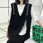 Zippered low V-neck vest (ME119)
