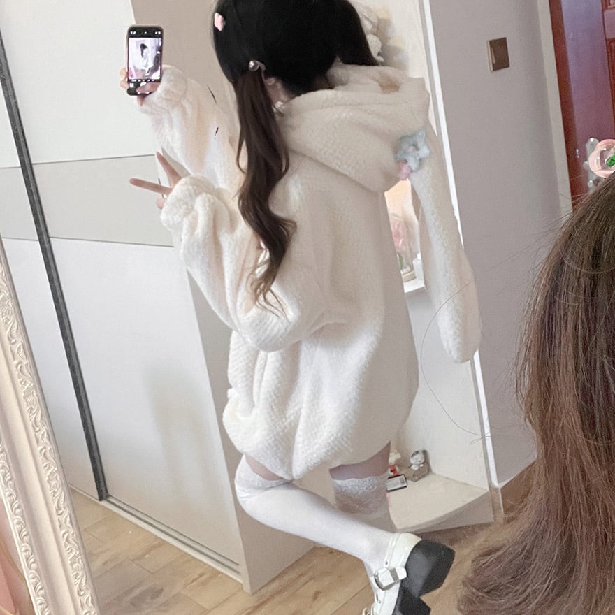 <最終価格>　美品　カーディガン　BABY うさみみ　パーカー ノエミー NOEMIE 2WAYうさ耳ユニセックスZIP裏毛パーカー （オフ