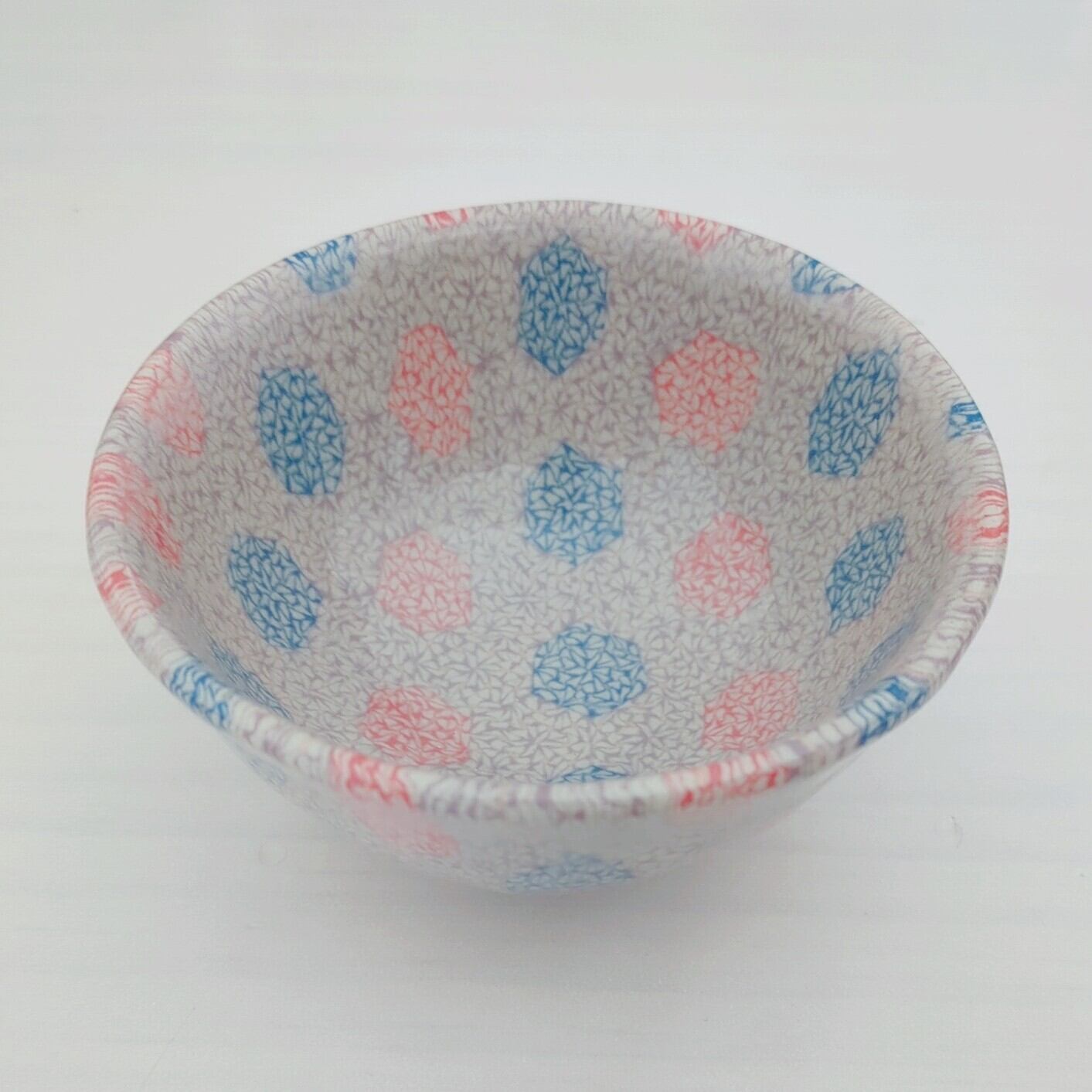 練り込み 麻の葉模様ご飯茶碗（3色柄）ベージュ系 | 陶談花