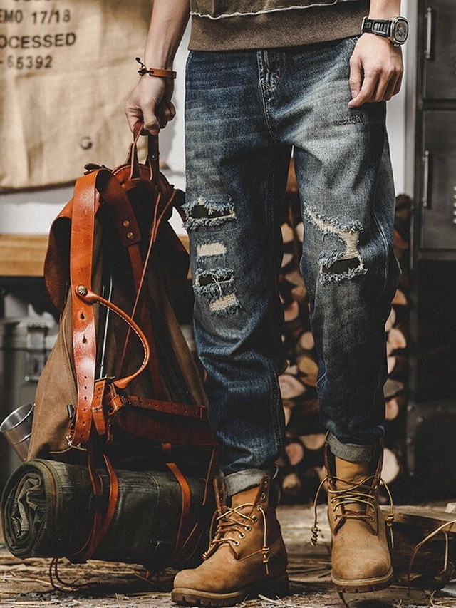 Damage Long Jeans Pants【L0465】