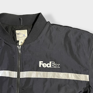 【FedEx】企業系 企業ロゴ フェデックス ブルゾン ジャンパー ナイロンジャケット ワンポイント 反射板 2XL ビッグシルエット 極太アーム ゆるだぼ オーバーサイズ 中綿 キルティング US古着