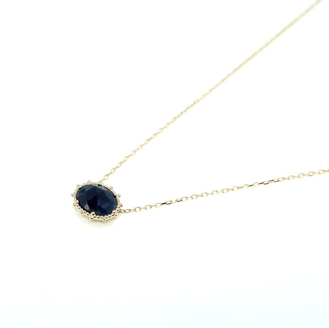 Granulation 8×6 gem Necklace - Blue Sapphire