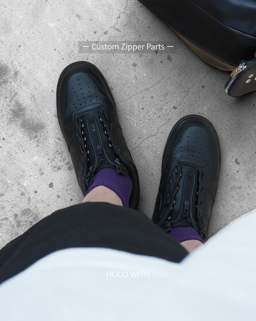 AF1 Low】カスタムジップパーツ/Custom Zipper Parts/All Black | HOLO
